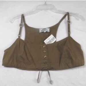 Roman's Roma Brown Cotton Button Front Crop Top Made in Italy Size II Small‎ NWT